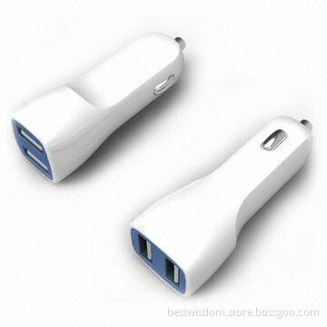 Dual In-car Chargers for PDAs/iPad/iPhone/Samsung, with CE, FCC, RoHS and UL Marks